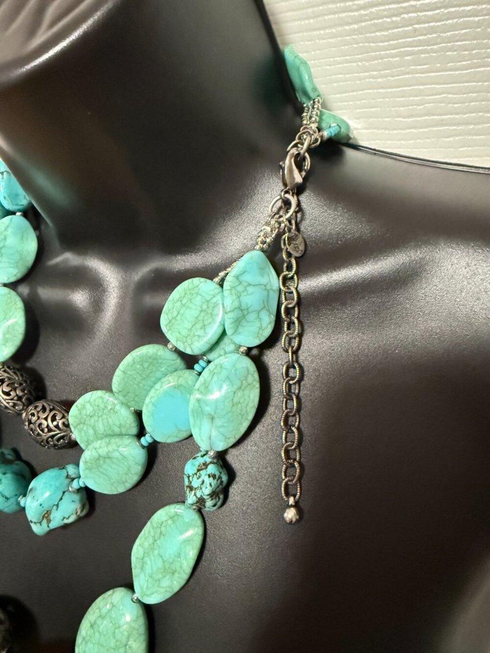 Chico's Faux Turquoise Silver Necklace - Picture 6 of 16